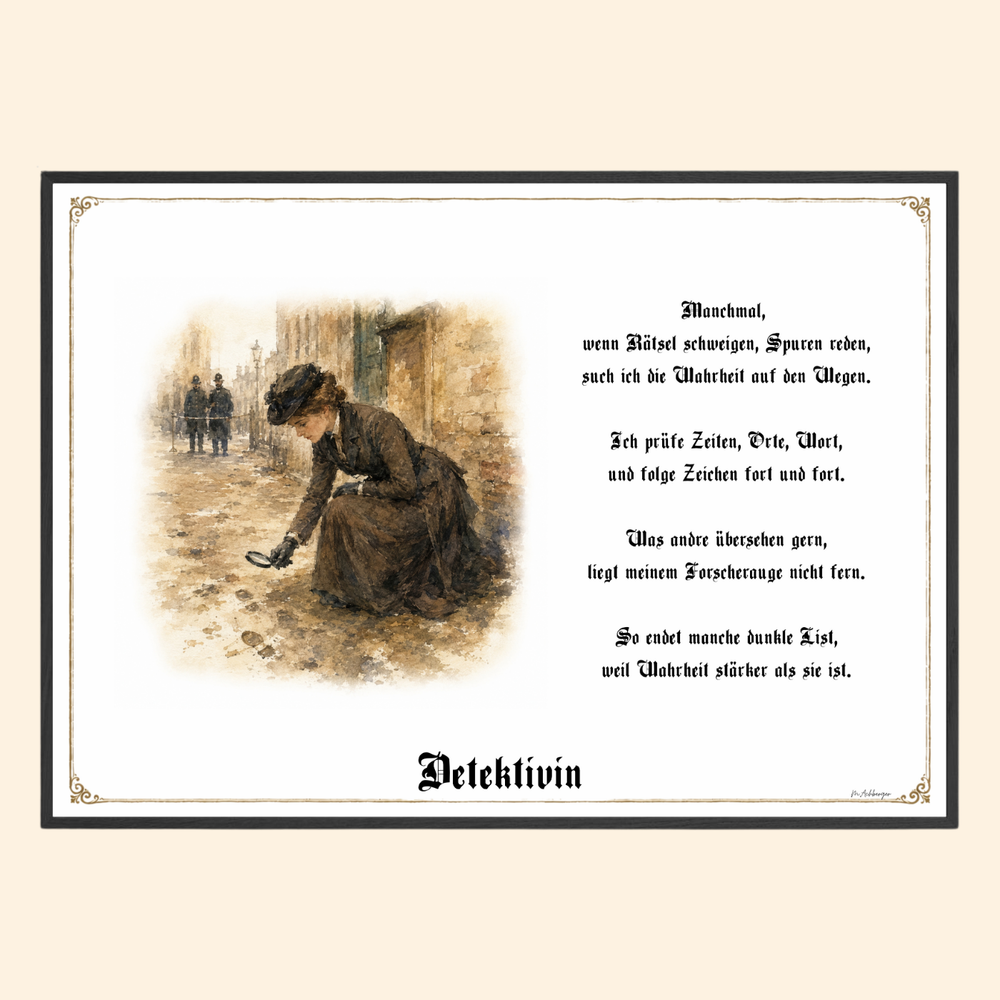 Zunftbild Detektivin – historisches Berufsbild als Fine-Art-Kunstdruck
