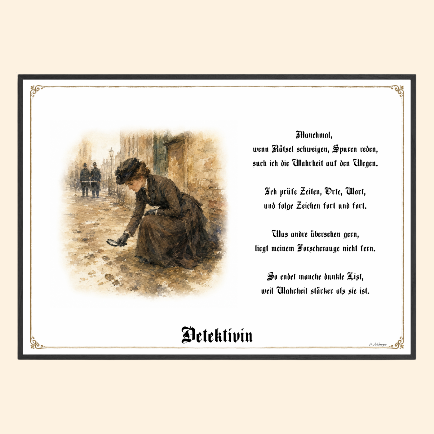 Zunftbild Detektivin – historisches Berufsbild als Fine-Art-Kunstdruck