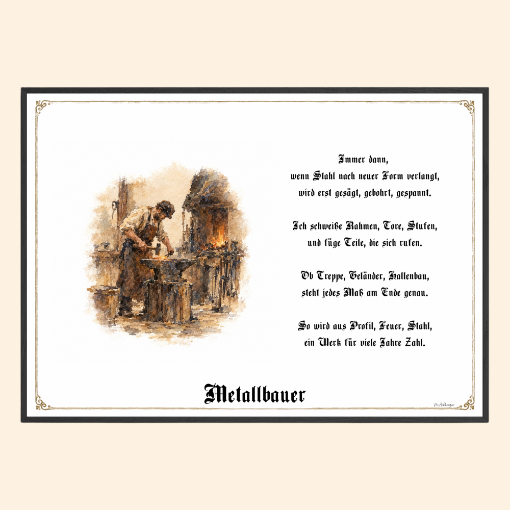Zunftbild Metallbauer – historisches Berufsbild als Fine-Art-Kunstdruck