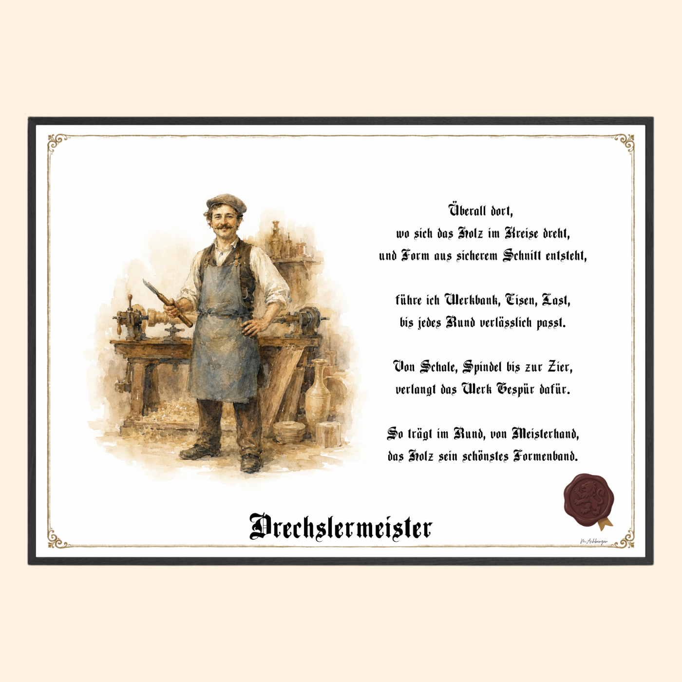 Zunftbild Drechslermeister – historisches Berufsbild als Fine-Art-Kunstdruck