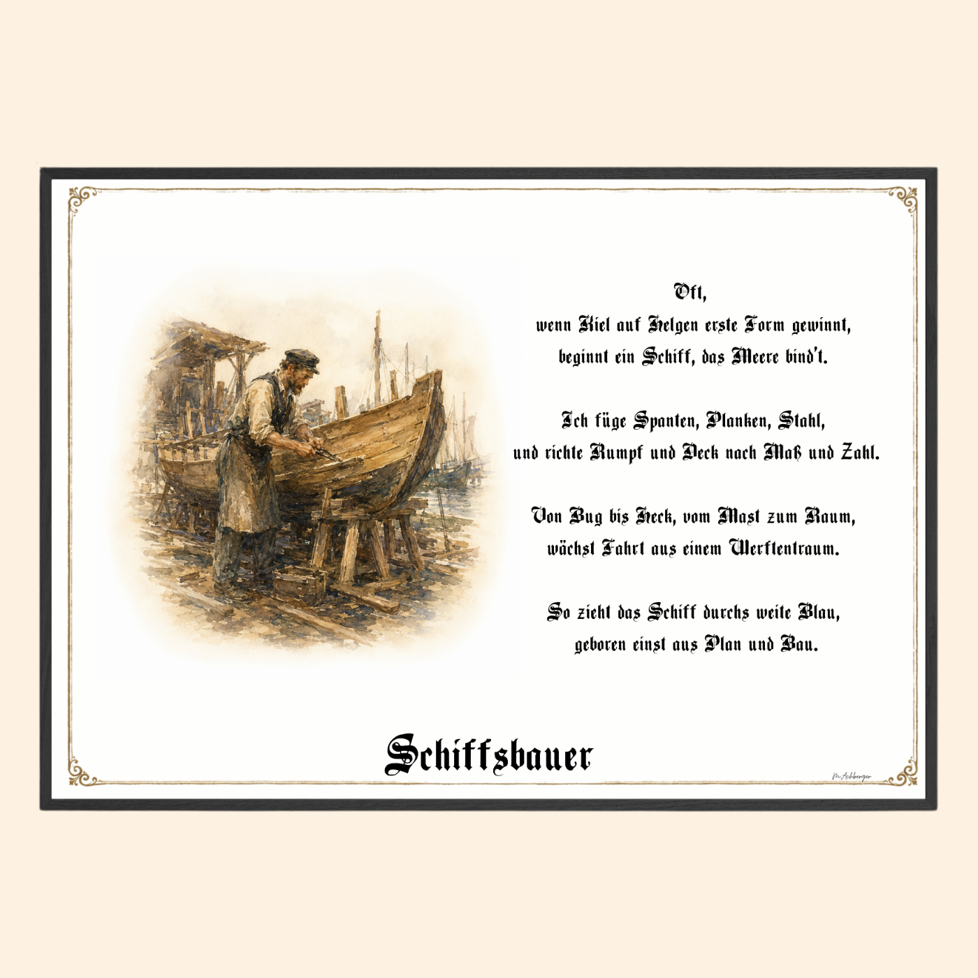 Zunftbild Schiffsbauer – historisches Berufsbild als Fine-Art-Kunstdruck