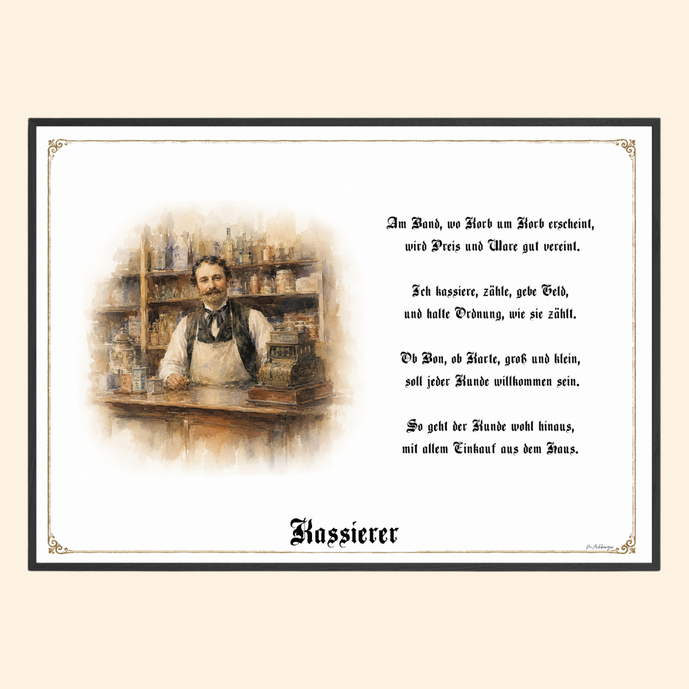 Zunftbild Kassierer – historisches Berufsbild als Fine-Art-Kunstdruck