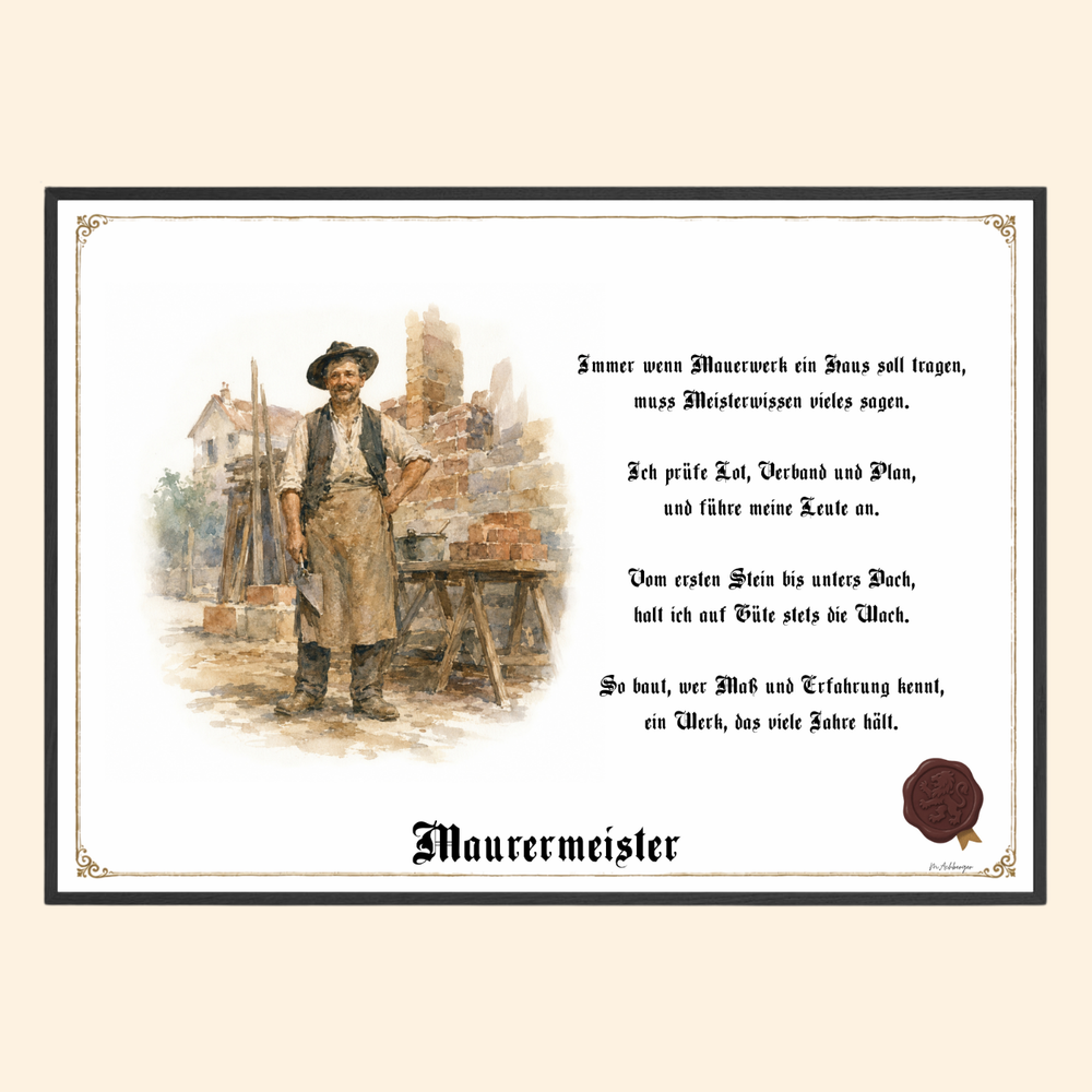Zunftbild Maurermeister – historisches Berufsbild als Fine-Art-Kunstdruck