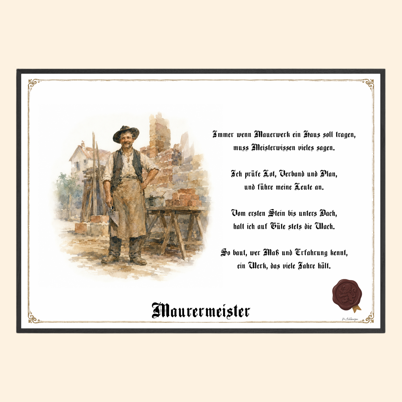Zunftbild Maurermeister – historisches Berufsbild als Fine-Art-Kunstdruck