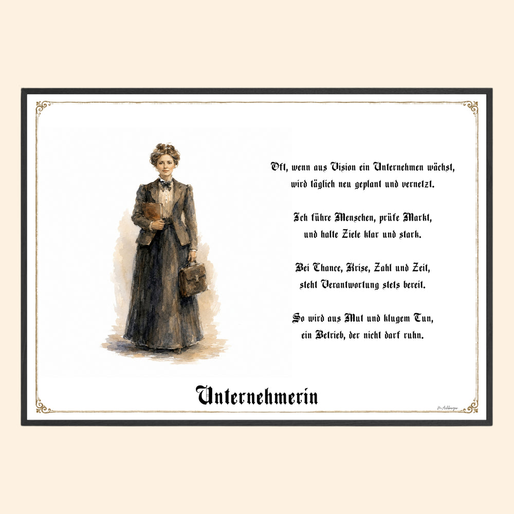 Zunftbild Unternehmerin – historisches Berufsbild als Fine-Art-Kunstdruck