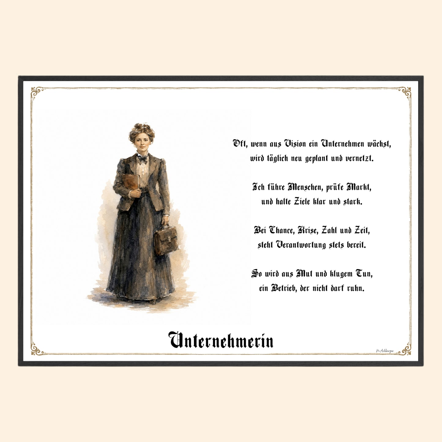 Zunftbild Unternehmerin – historisches Berufsbild als Fine-Art-Kunstdruck