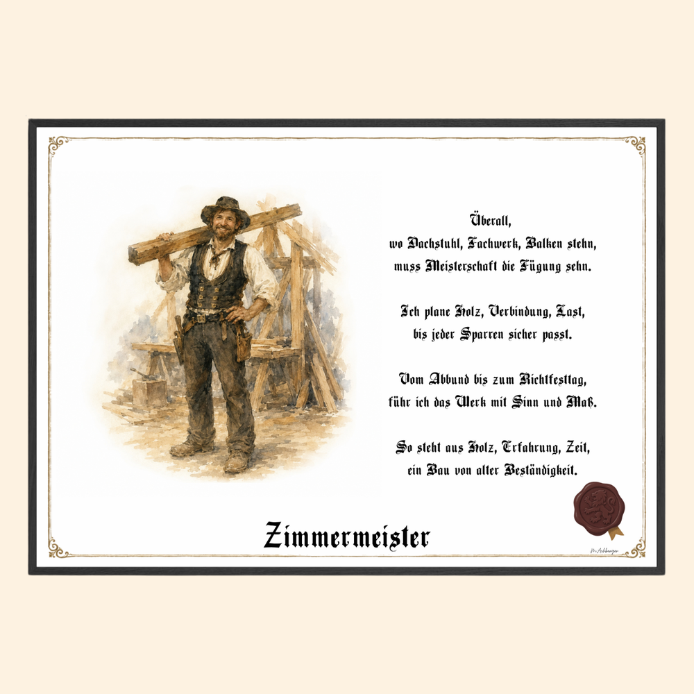 Zunftbild Zimmermeister – historisches Berufsbild als Fine-Art-Kunstdruck