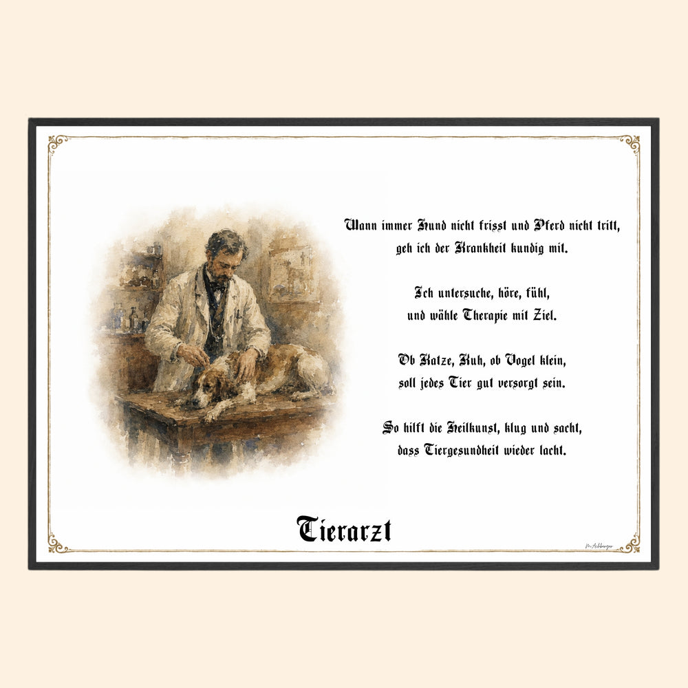 Zunftbild Tierarzt – historisches Berufsbild als Fine-Art-Kunstdruck