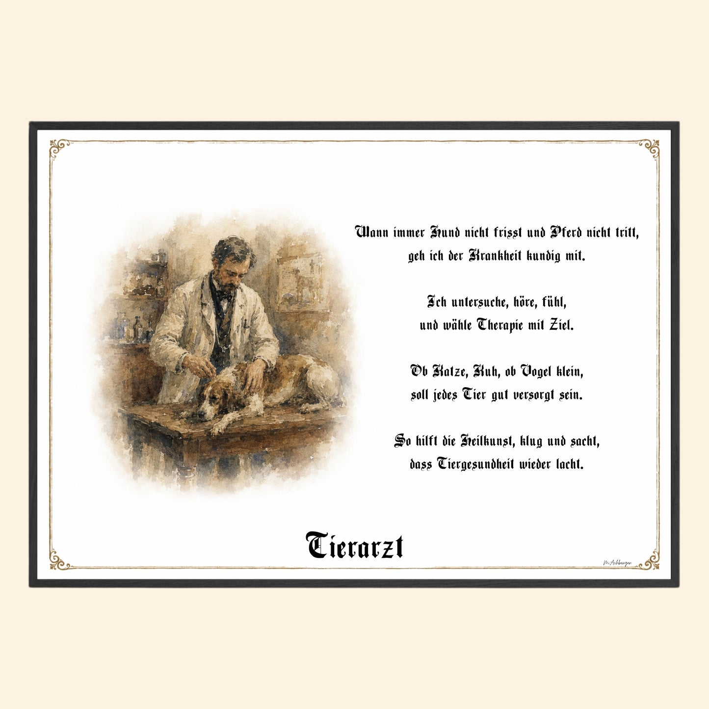 Zunftbild Tierarzt – historisches Berufsbild als Fine-Art-Kunstdruck