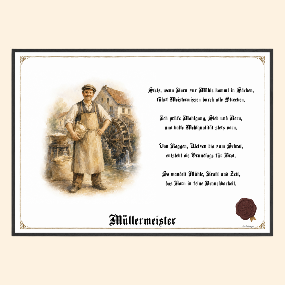 Zunftbild Müllermeister – historisches Berufsbild als Fine-Art-Kunstdruck
