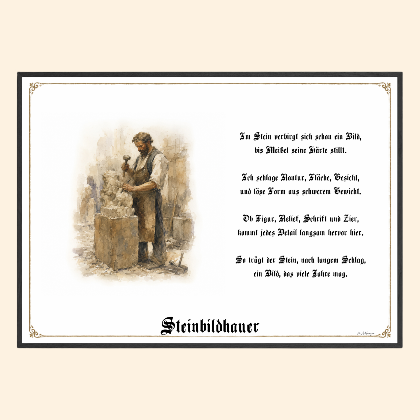 Zunftbild Steinbildhauer – historisches Berufsbild als Fine-Art-Kunstdruck