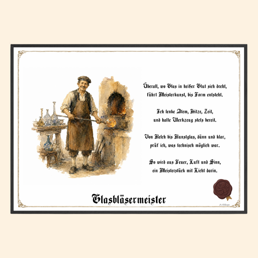 Zunftbild Glasbläsermeister – historisches Berufsbild als Fine-Art-Kunstdruck