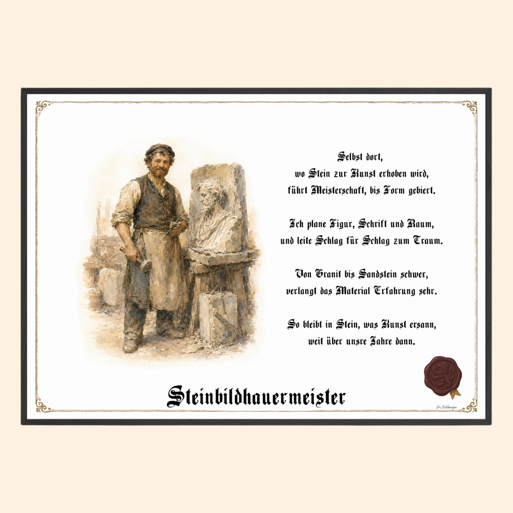 Zunftbild Steinbildhauermeister – historisches Berufsbild als Fine-Art-Kunstdruck