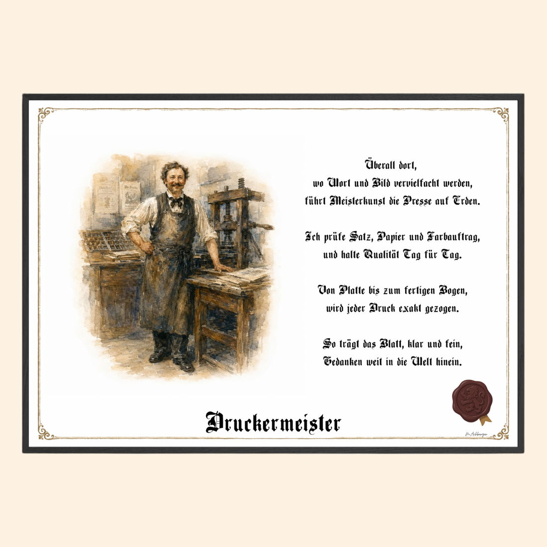 Zunftbild Druckermeister – historisches Berufsbild als Fine-Art-Kunstdruck