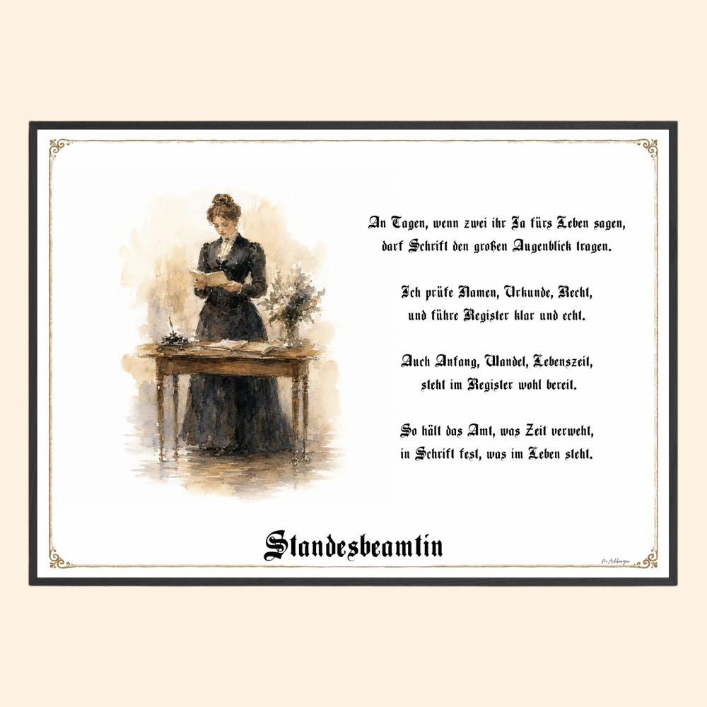 Zunftbild Standesbeamtin – historisches Berufsbild als Fine-Art-Kunstdruck