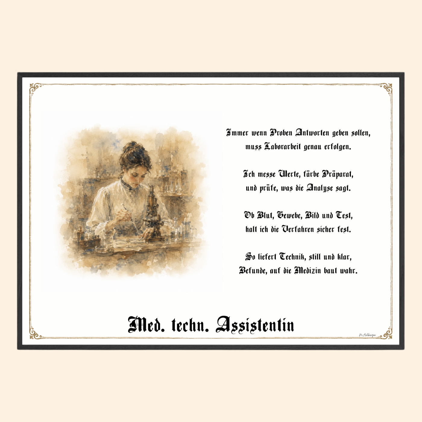 Zunftbild MTA - Med. techn. Assistentin – historisches Berufsbild als Fine-Art-Kunstdruck
