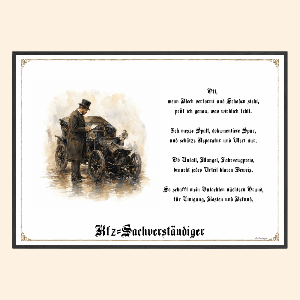 Zunftbild Kfz-Sachverständiger – historisches Berufsbild als Fine-Art-Kunstdruck