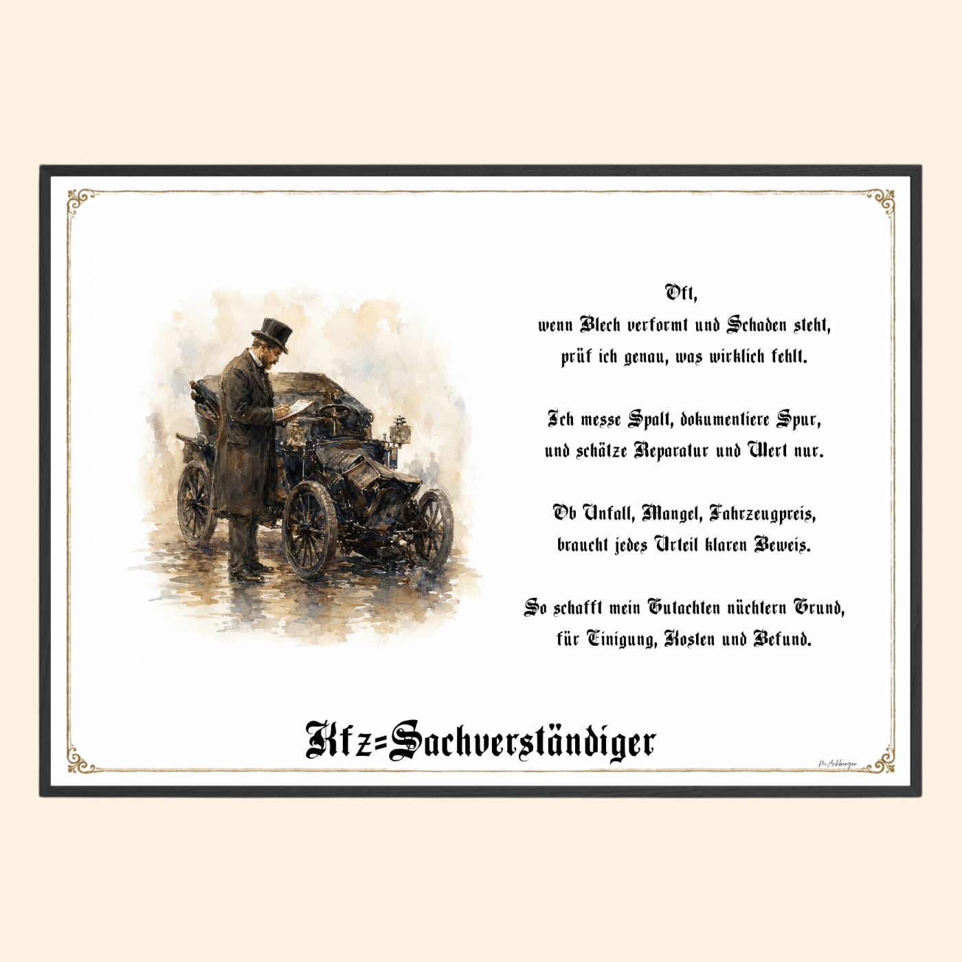 Zunftbild Kfz-Sachverständiger – historisches Berufsbild als Fine-Art-Kunstdruck