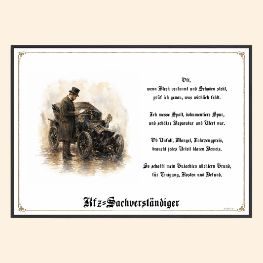 Zunftbild Kfz-Sachverständiger – historisches Berufsbild als Fine-Art-Kunstdruck