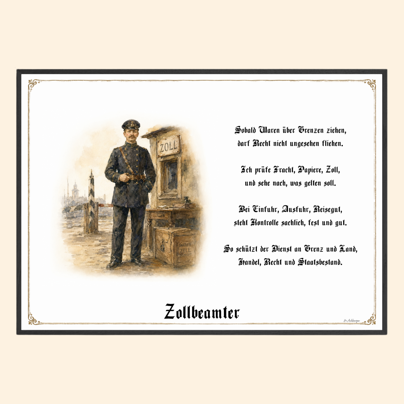 Zunftbild Zollbeamter – historisches Berufsbild als Fine-Art-Kunstdruck