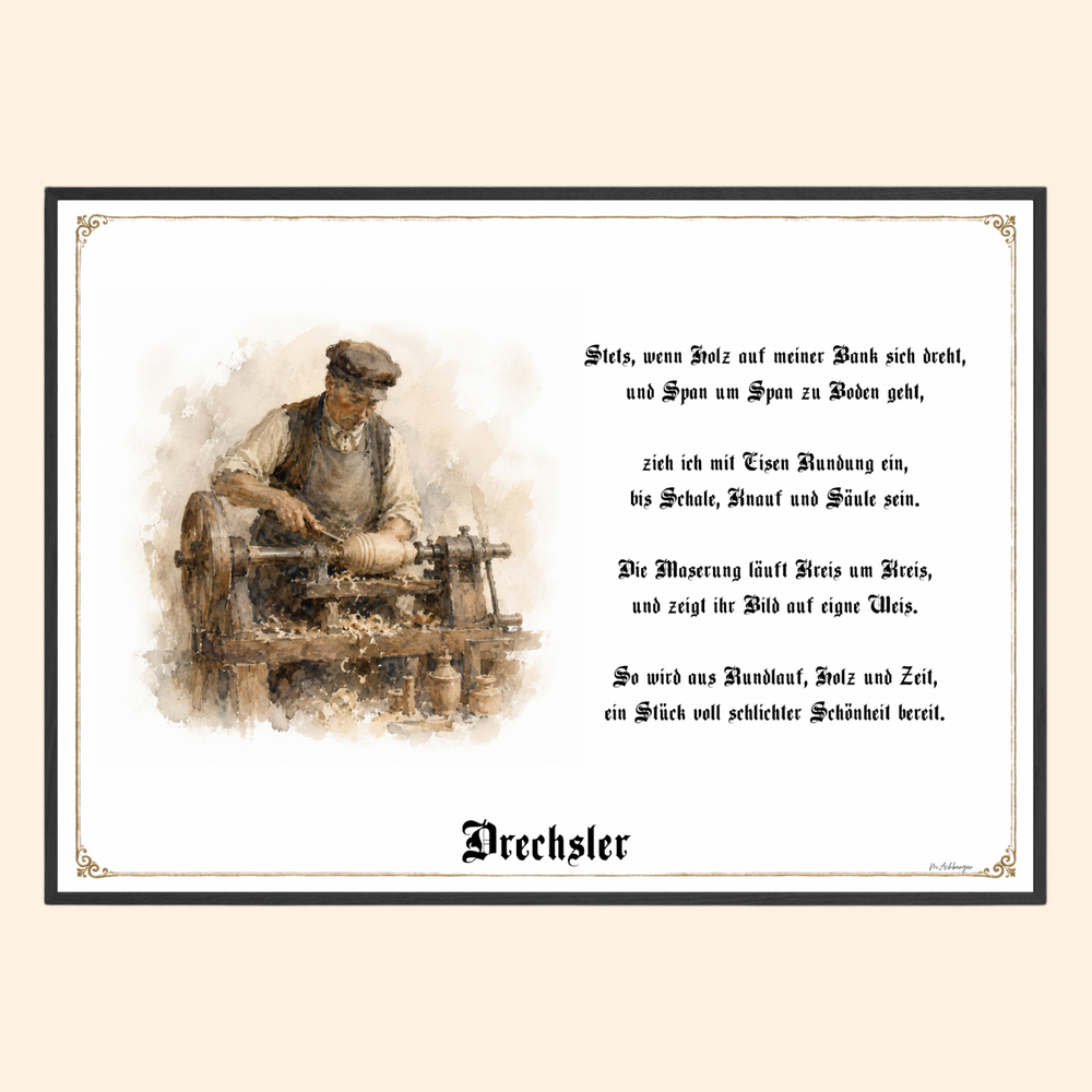 Zunftbild Drechsler – historisches Berufsbild als Fine-Art-Kunstdruck