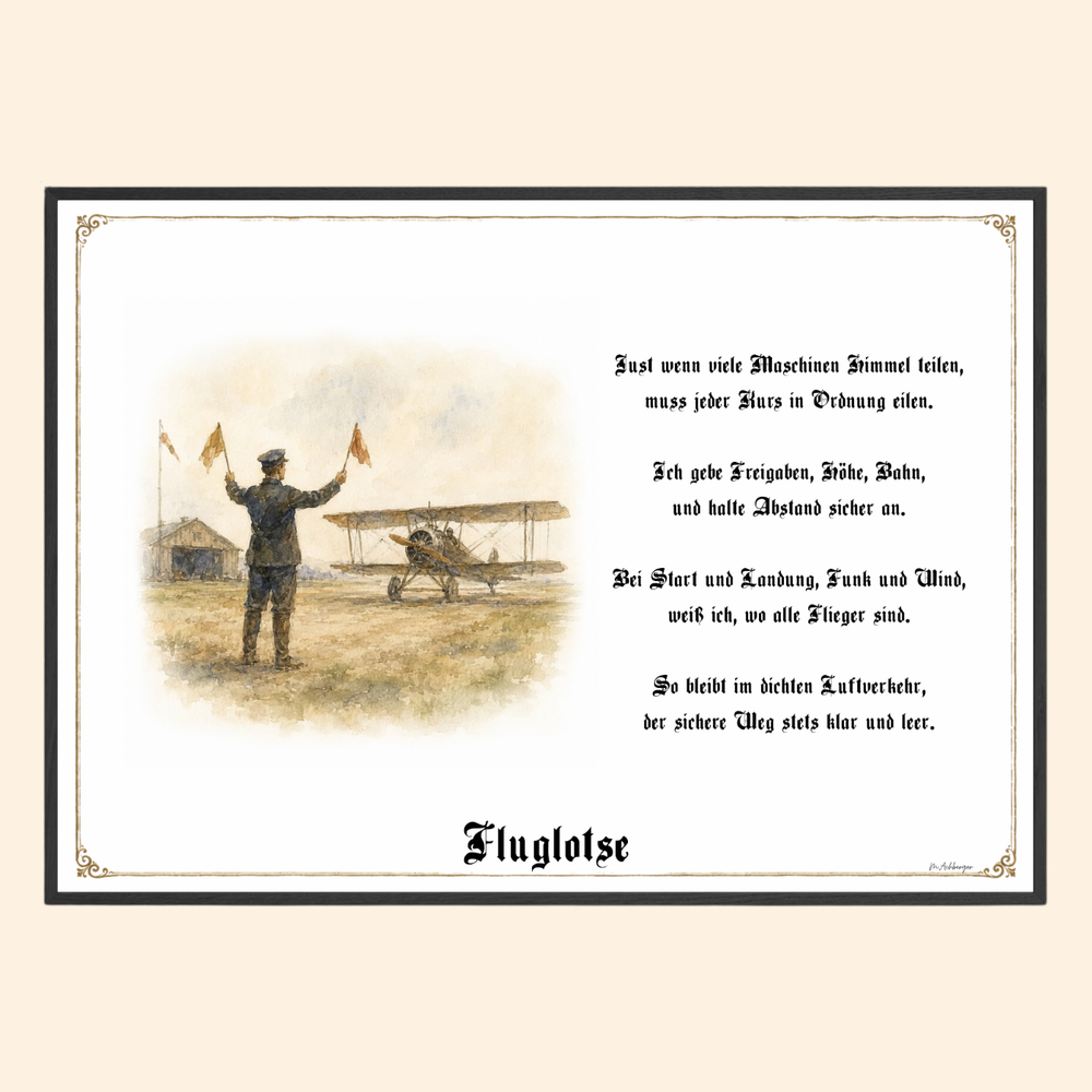 Zunftbild Fluglotse – historisches Berufsbild als Fine-Art-Kunstdruck