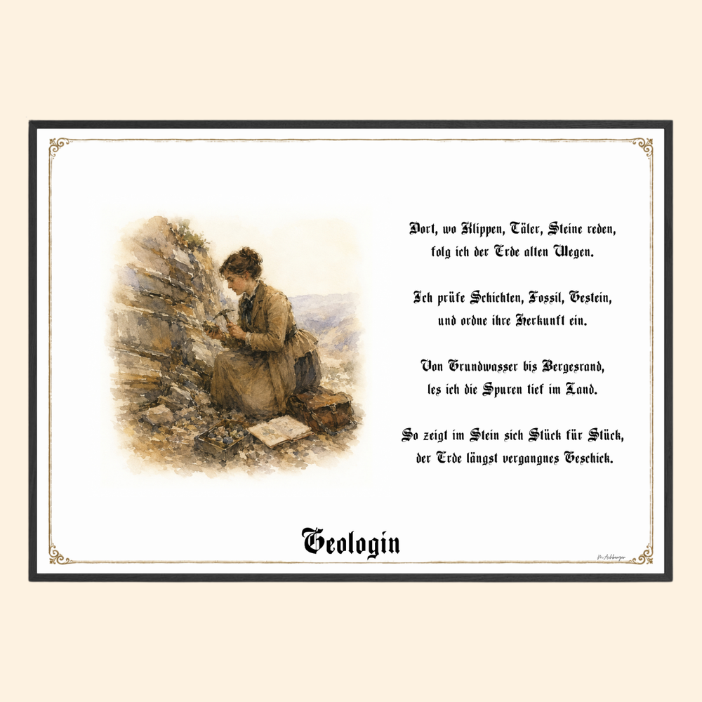 Zunftbild Geologin – historisches Berufsbild als Fine-Art-Kunstdruck