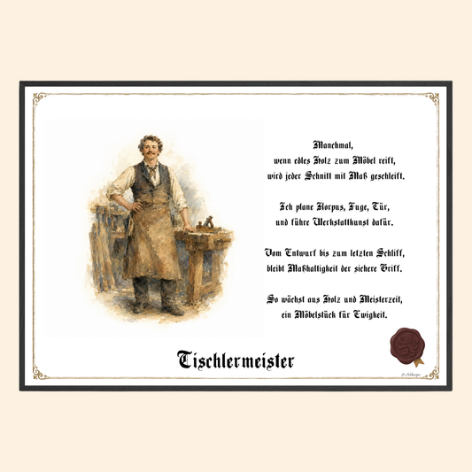 Zunftbild Tischlermeister – historisches Berufsbild als Fine-Art-Kunstdruck