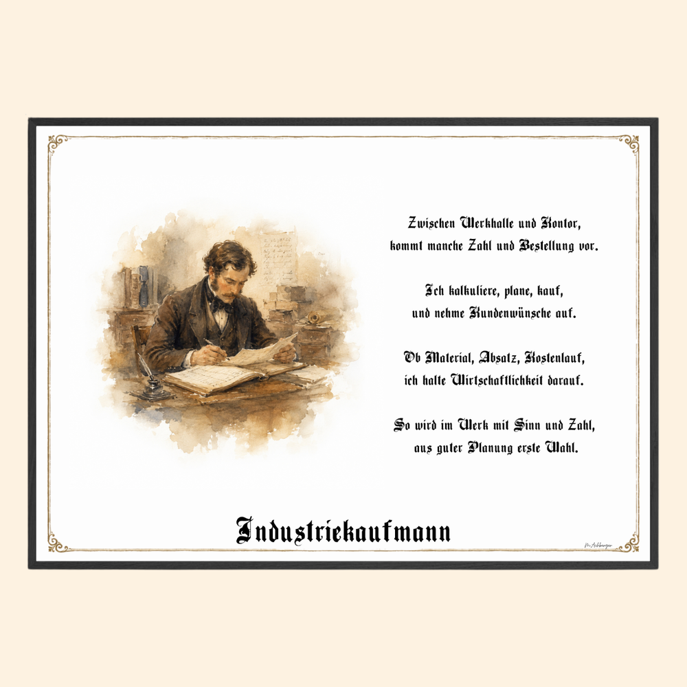 Zunftbild Industriekaufmann – historisches Berufsbild als Fine-Art-Kunstdruck