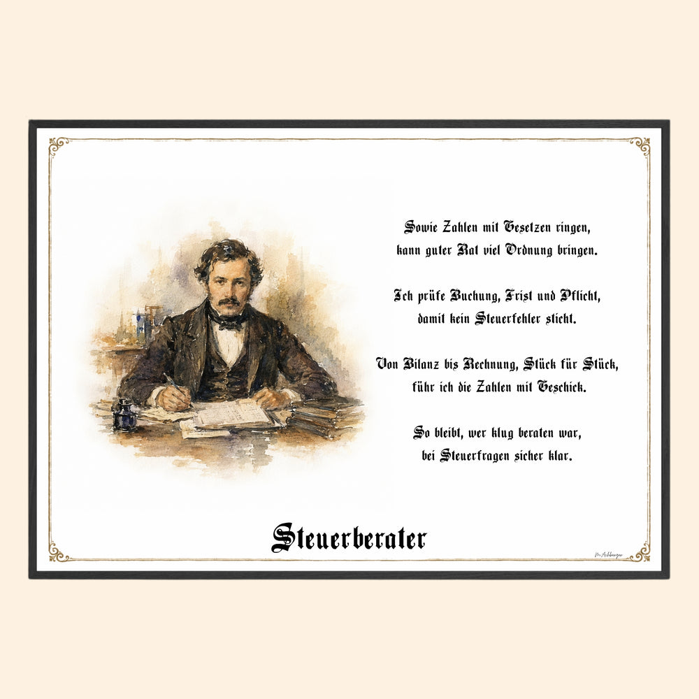 Zunftbild Steuerberater – historisches Berufsbild als Fine-Art-Kunstdruck