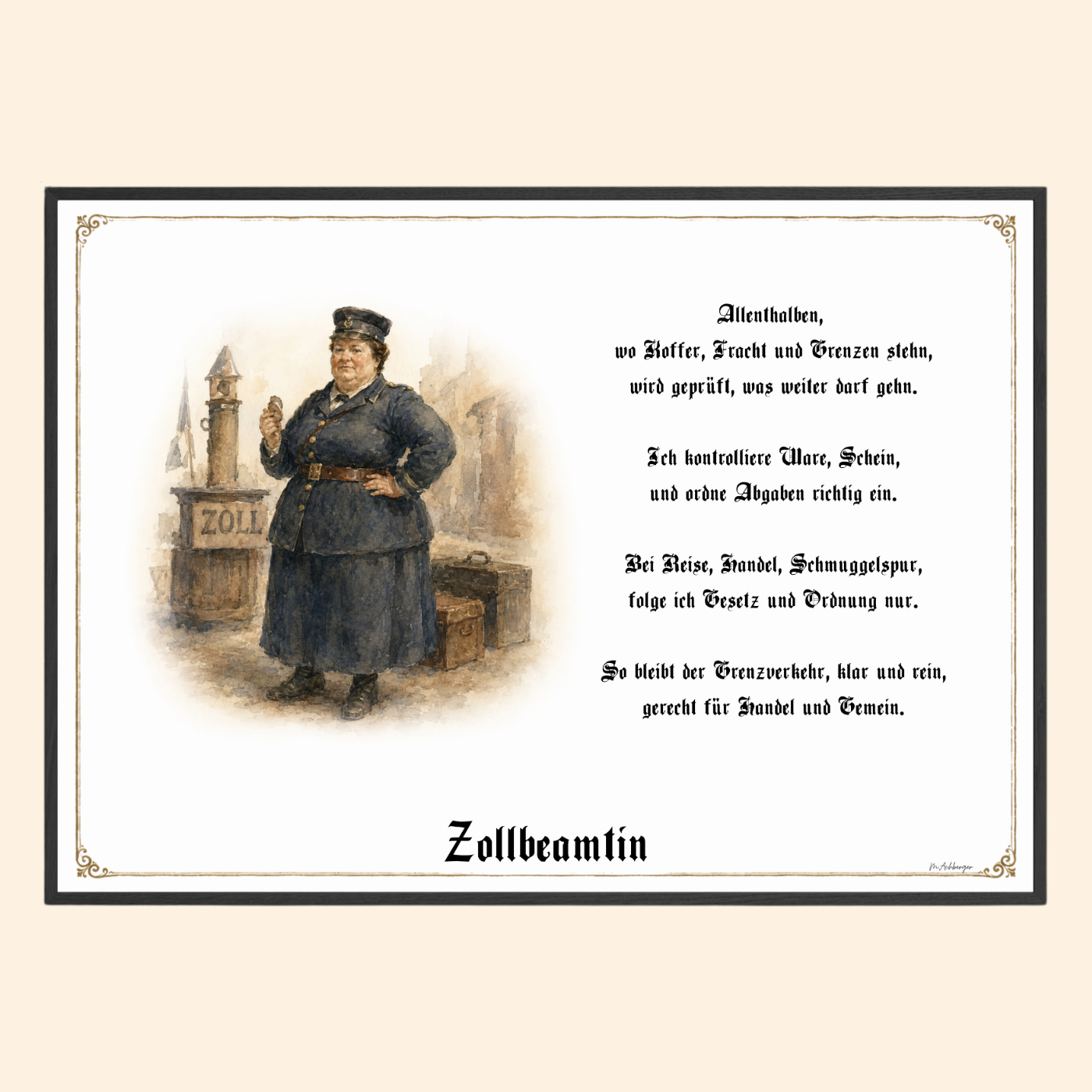 Zunftbild Zollbeamtin – historisches Berufsbild als Fine-Art-Kunstdruck