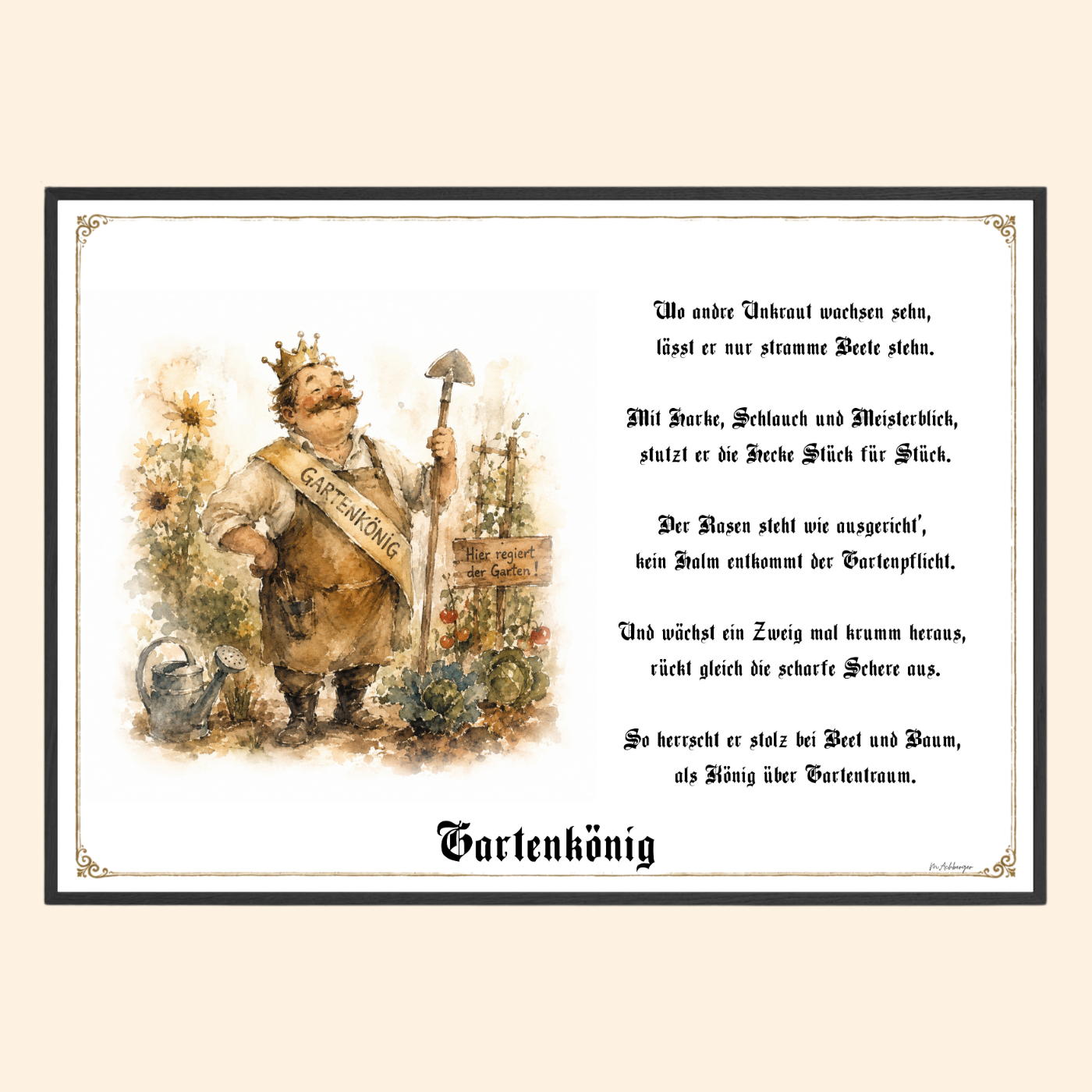 Gartenkönig – humorvoller Kunstdruck als Geschenk