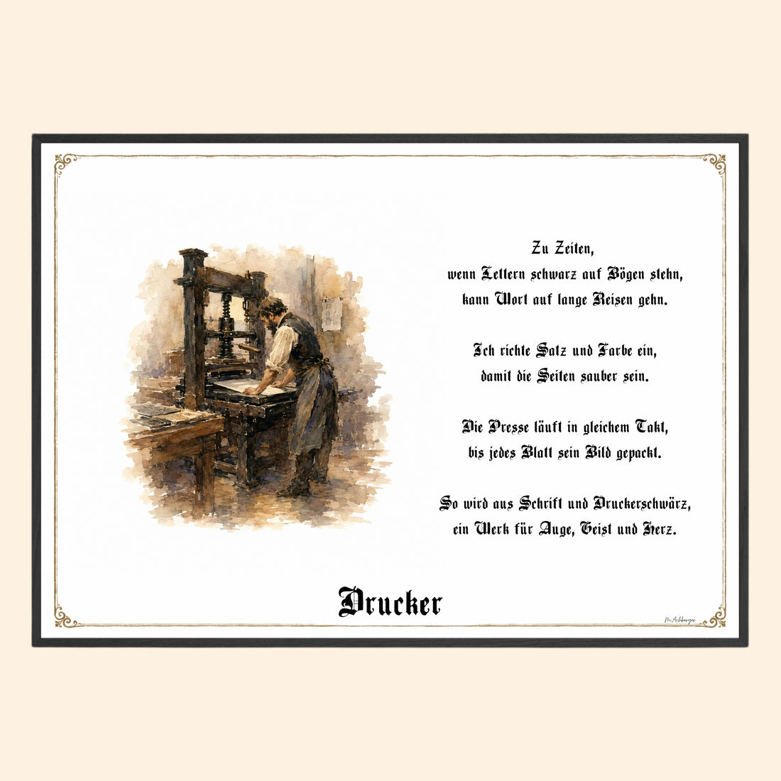 Zunftbild Drucker – historisches Berufsbild als Fine-Art-Kunstdruck