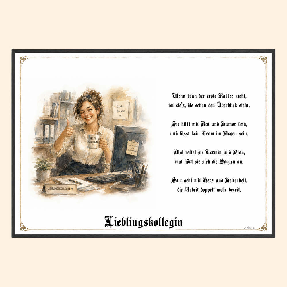 Lieblingskollegin – humorvoller Kunstdruck als Geschenk