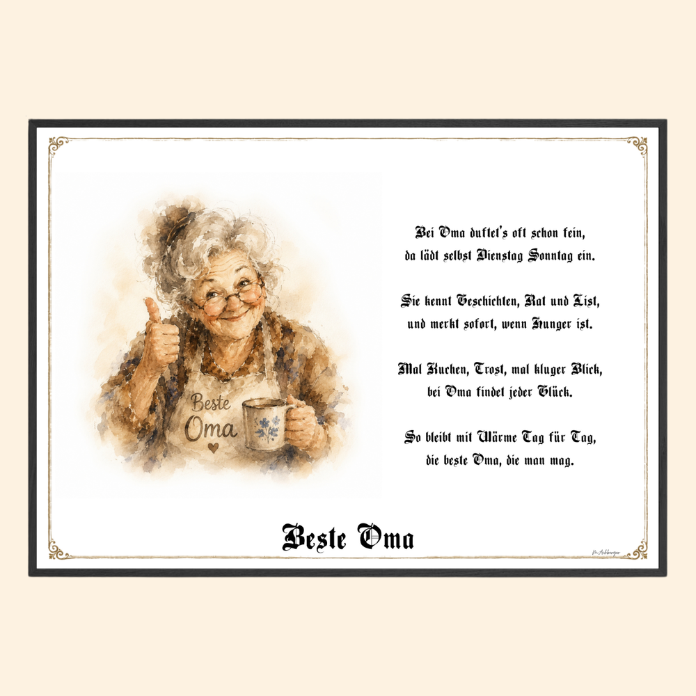 Beste Oma – Kunstdruck als Geschenk für Oma
