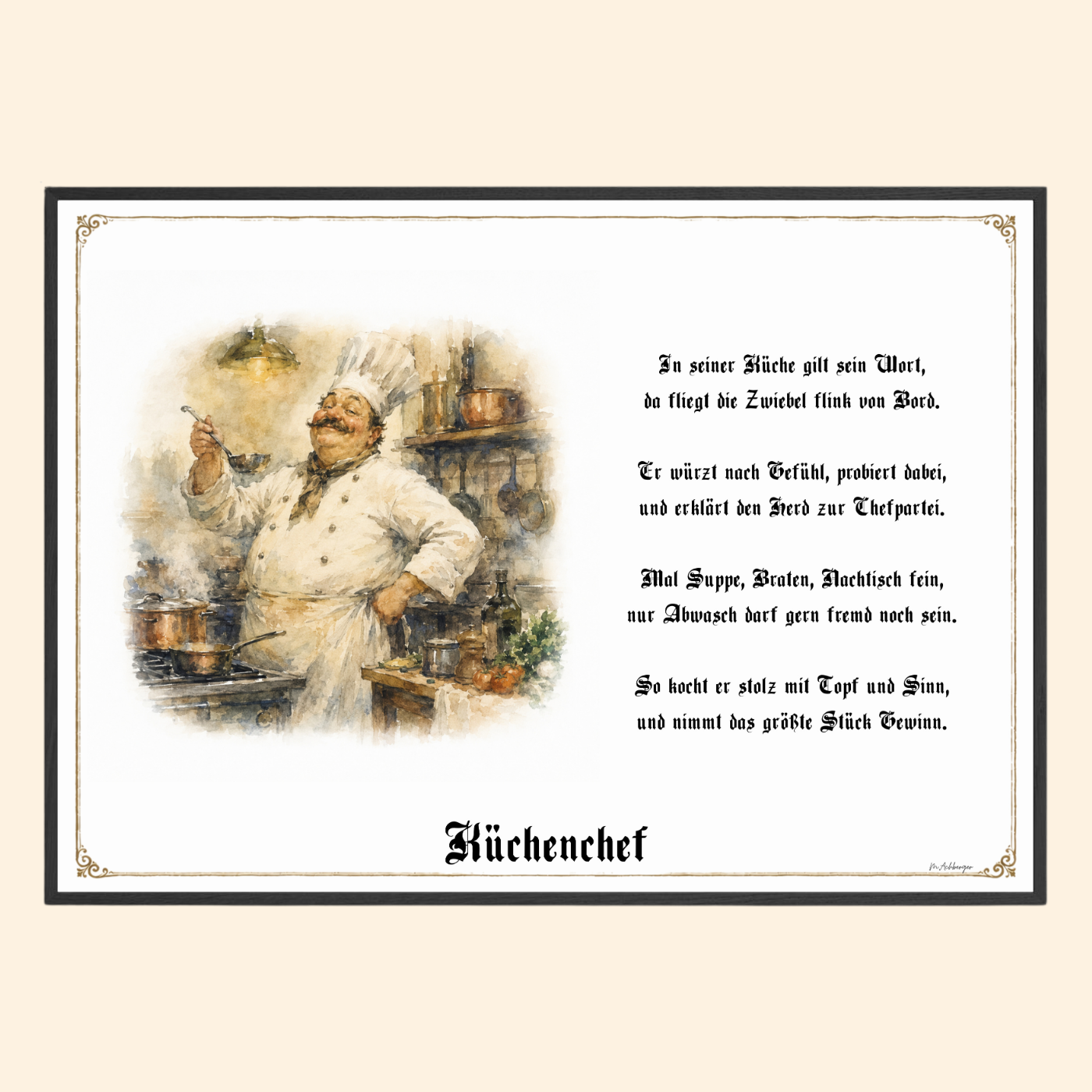 Küchenchef – humorvoller Kunstdruck als Geschenk
