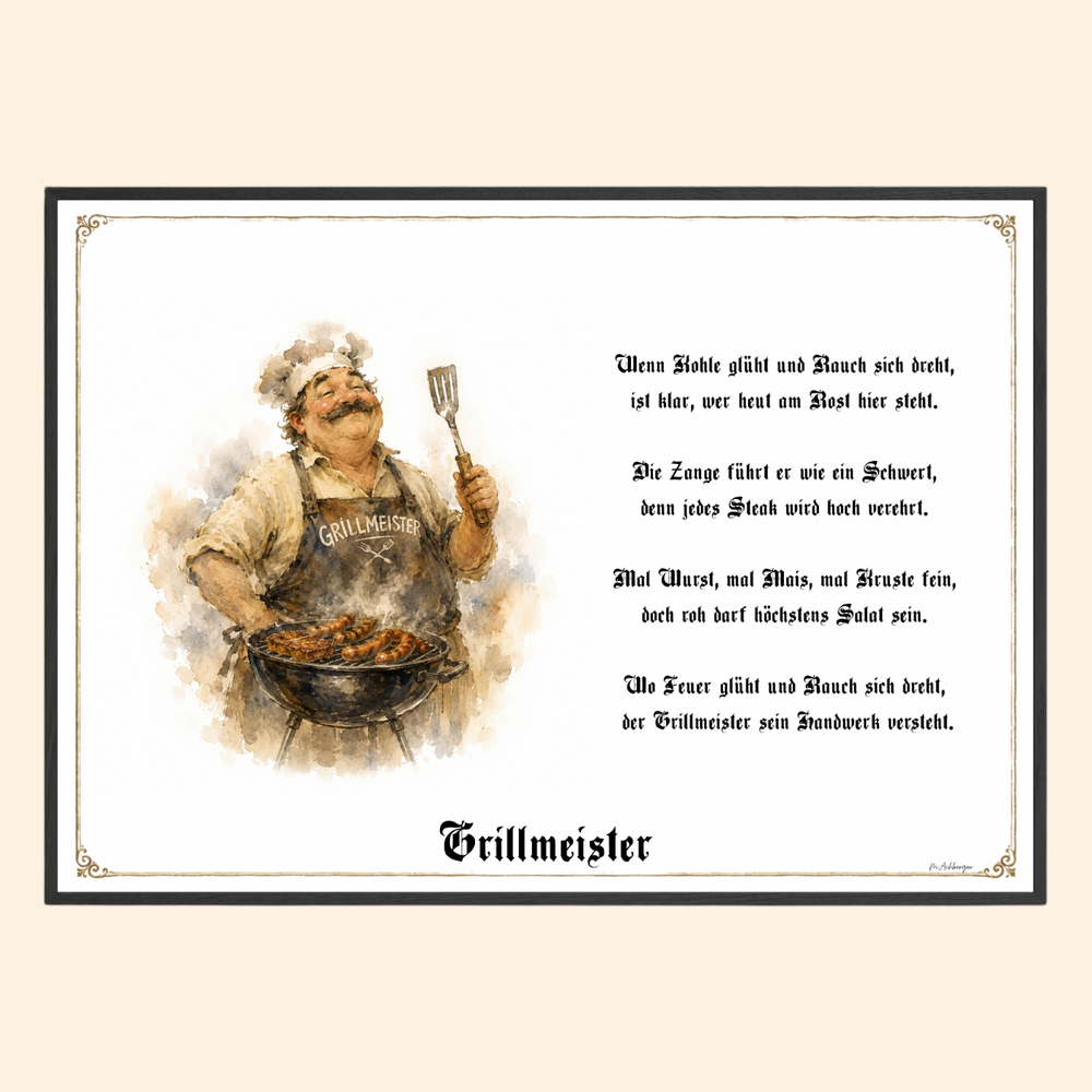Grillmeister – humorvoller Kunstdruck als Geschenk