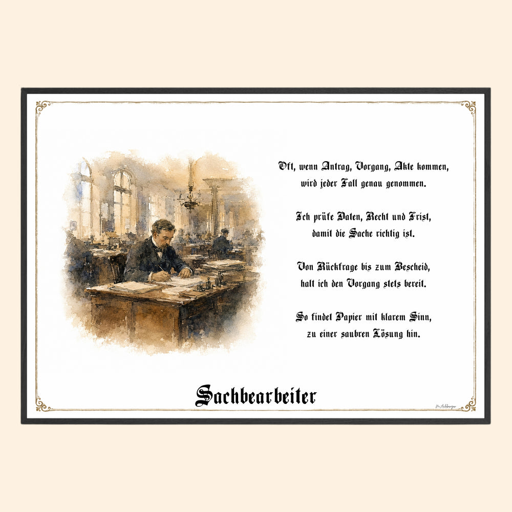 Zunftbild Sachbearbeiter – historisches Berufsbild als Fine-Art-Kunstdruck