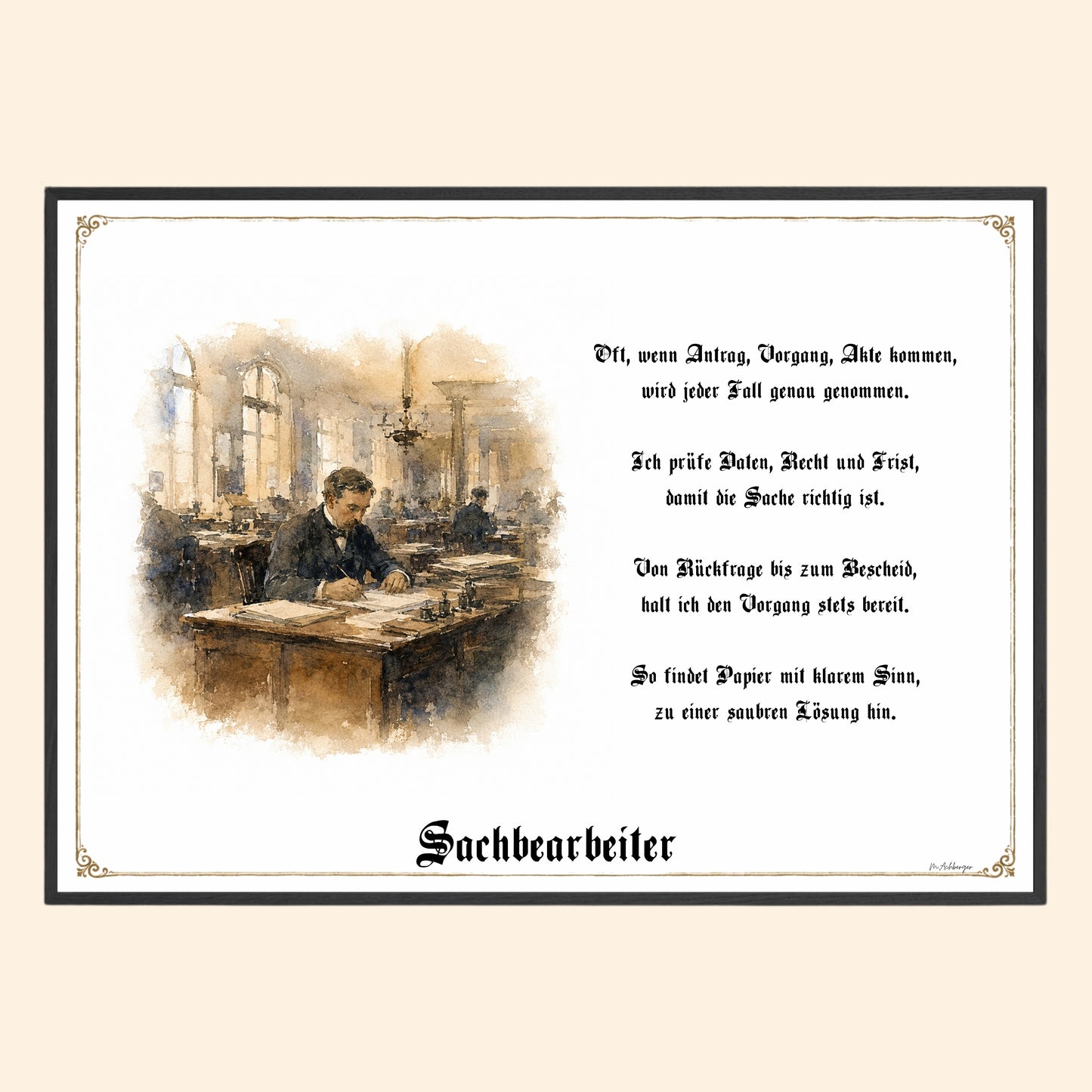 Zunftbild Sachbearbeiter – historisches Berufsbild als Fine-Art-Kunstdruck