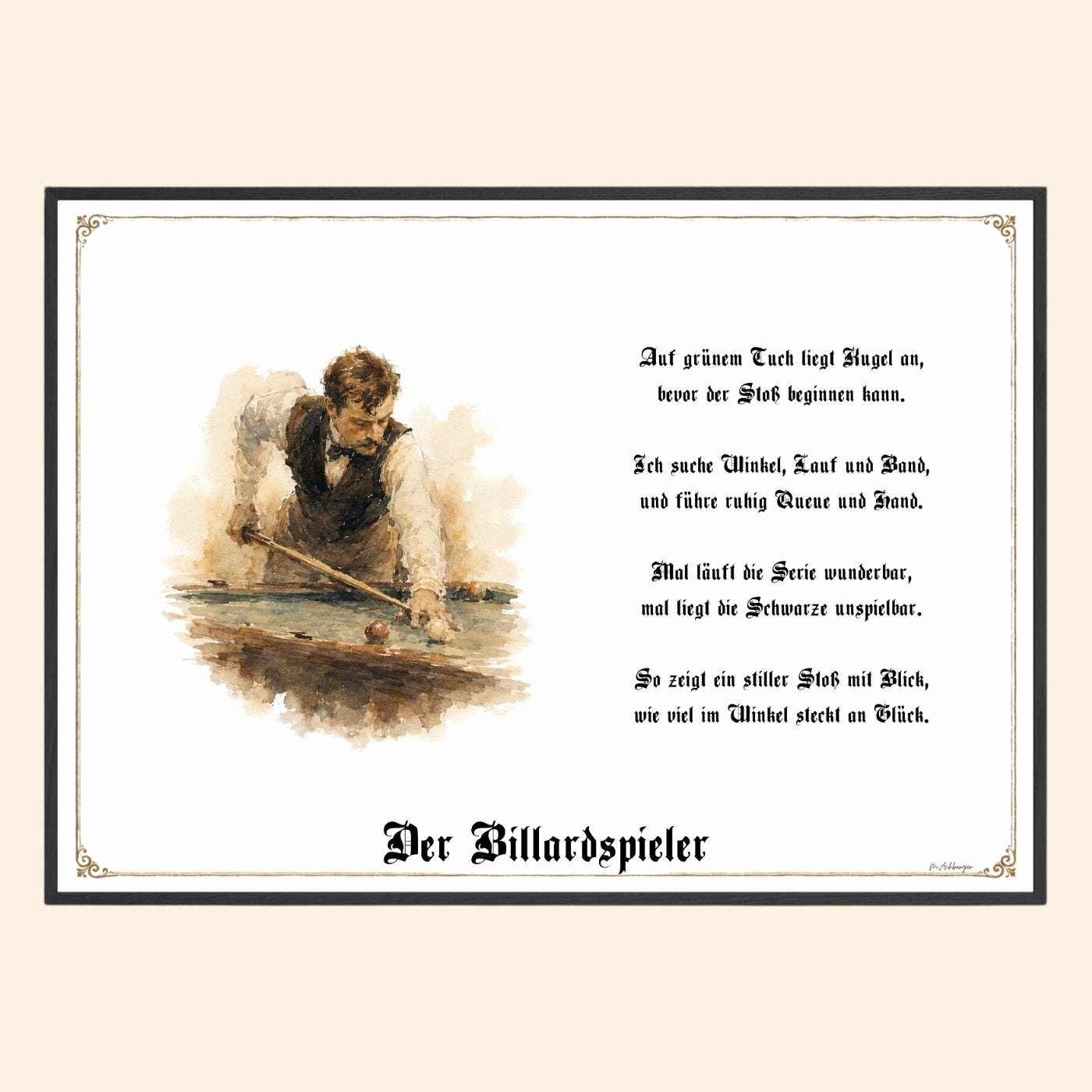 Billardspieler – Sportbild als Fine-Art-Kunstdruck und Geschenk