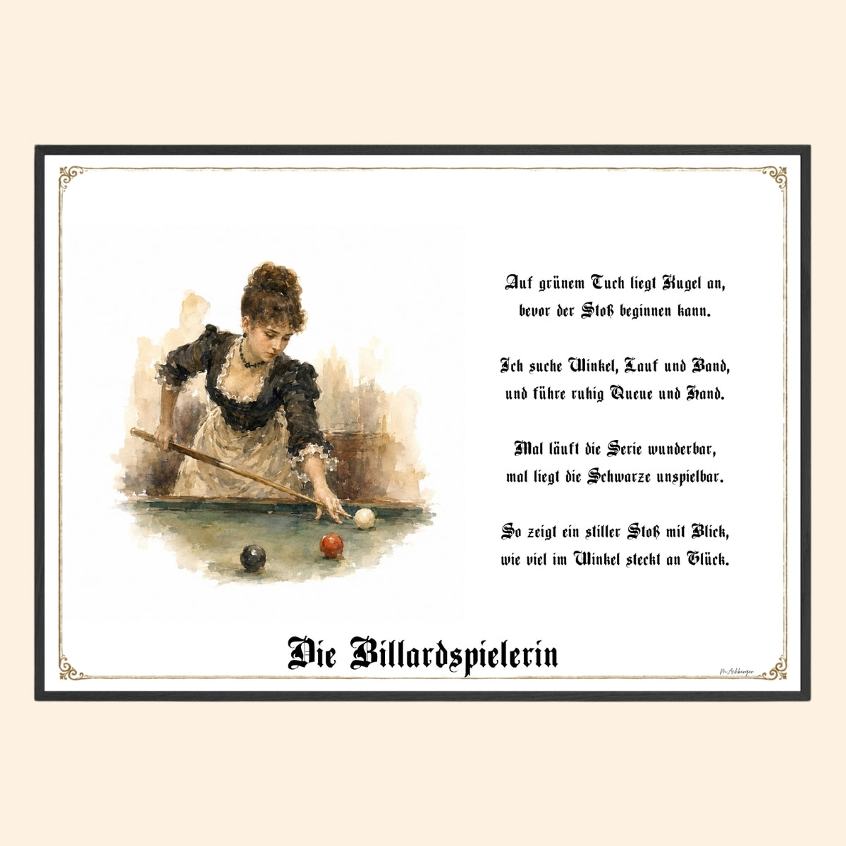 Billardspielerin – Sportbild als Fine-Art-Kunstdruck und Geschenk