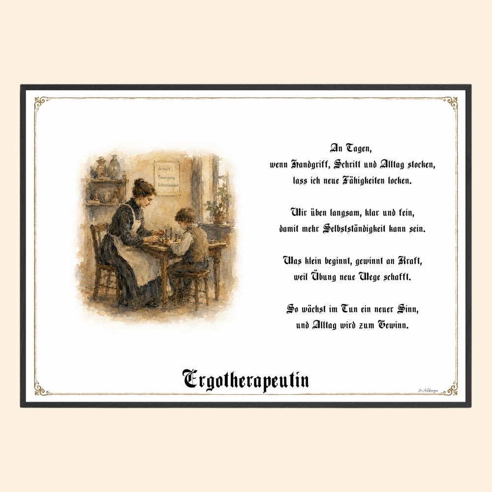 Zunftbild Ergotherapeutin – historisches Berufsbild als Fine-Art-Kunstdruck