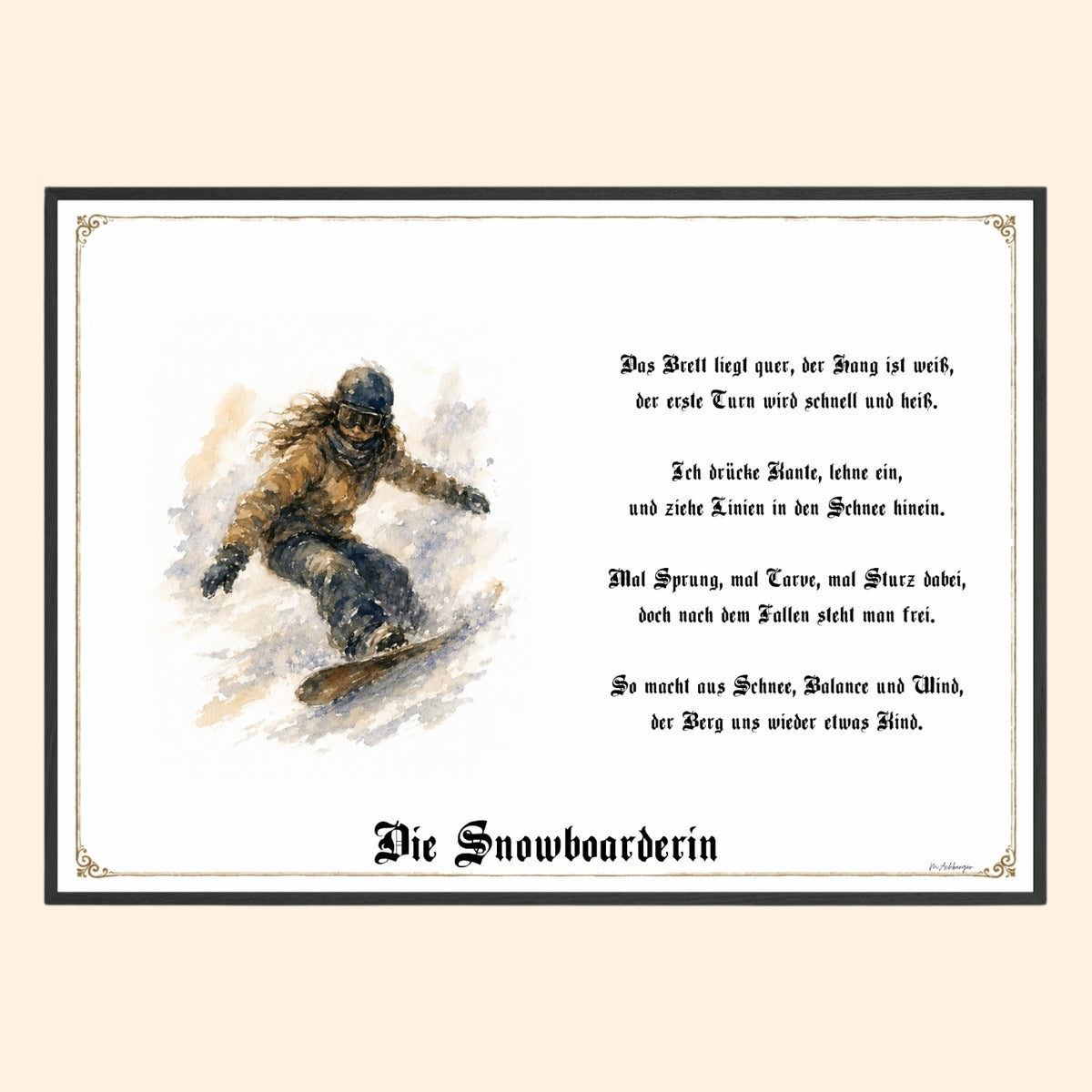 Snowboarderin – Sportbild als Fine-Art-Kunstdruck und Geschenk