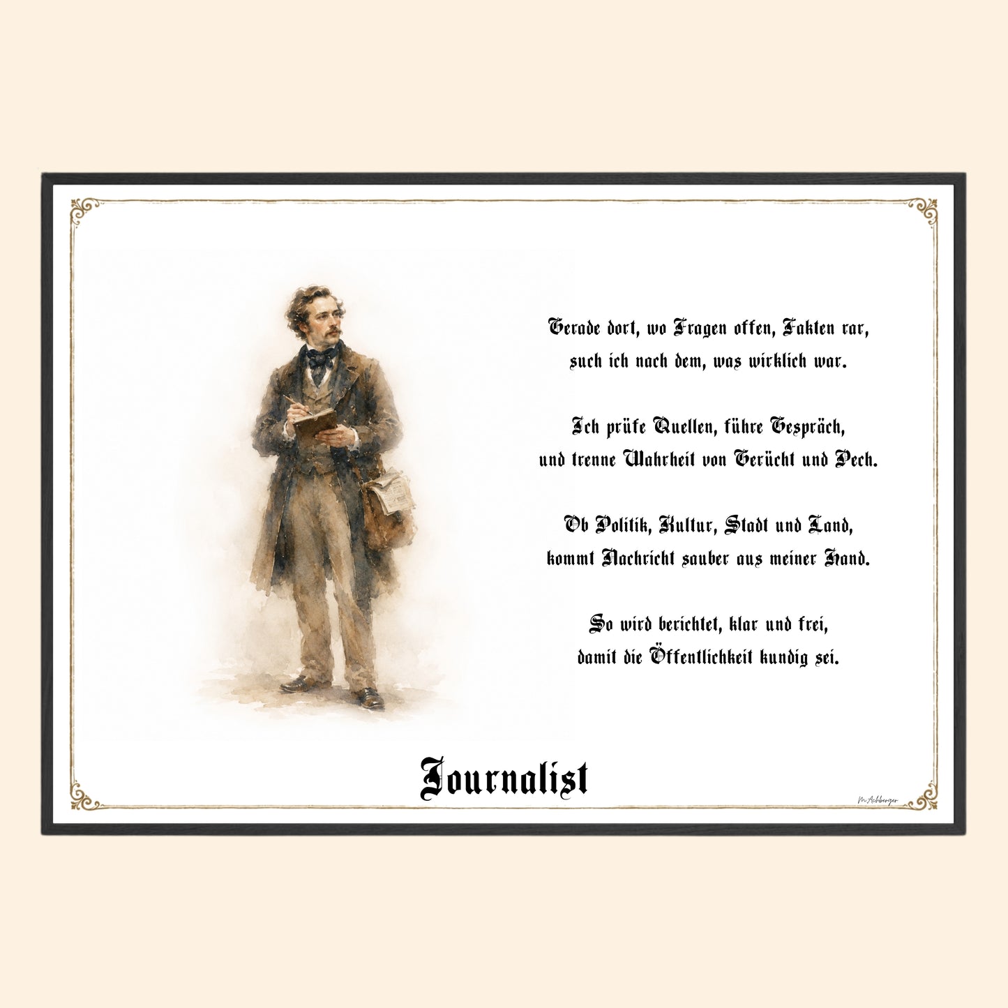 Zunftbild Journalist – historisches Berufsbild als Fine-Art-Kunstdruck