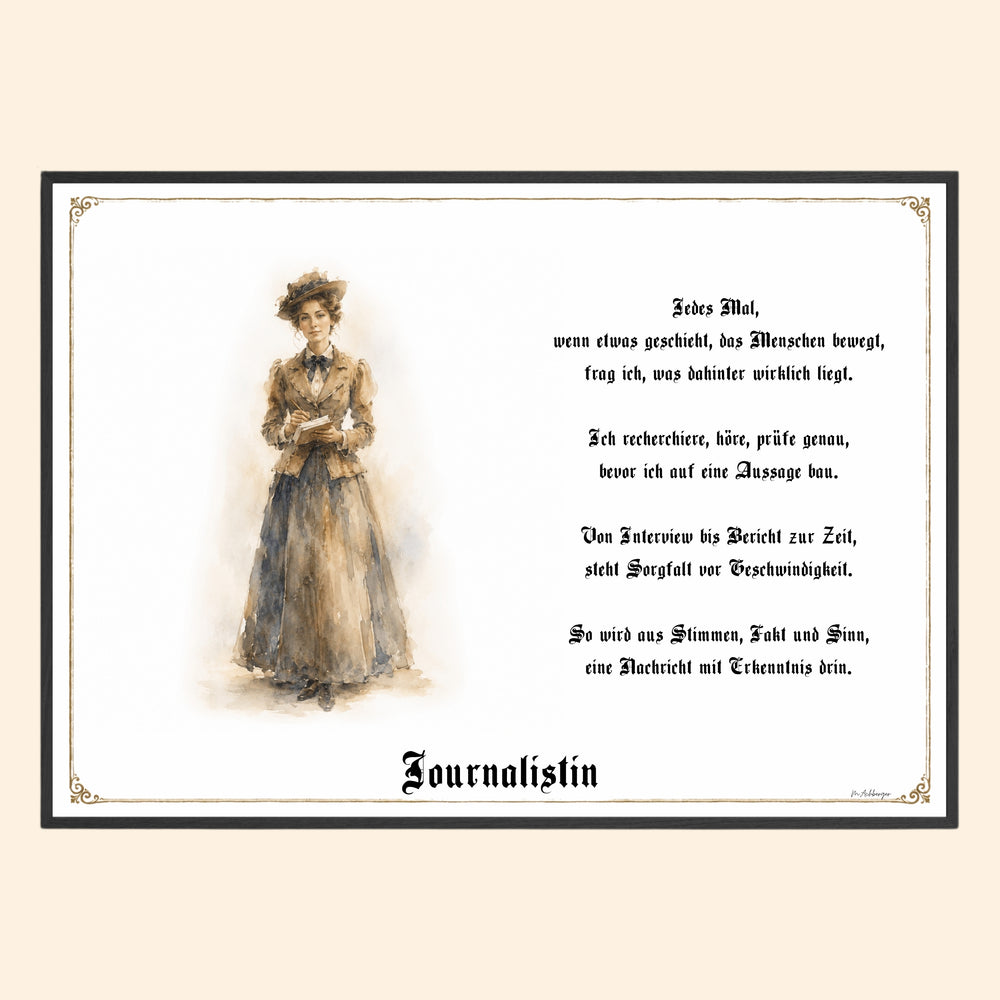 Zunftbild Journalistin – historisches Berufsbild als Fine-Art-Kunstdruck