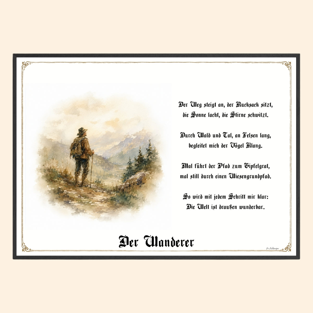 Zunftbild Der Wanderer – Beispielansicht des Kunstdrucks