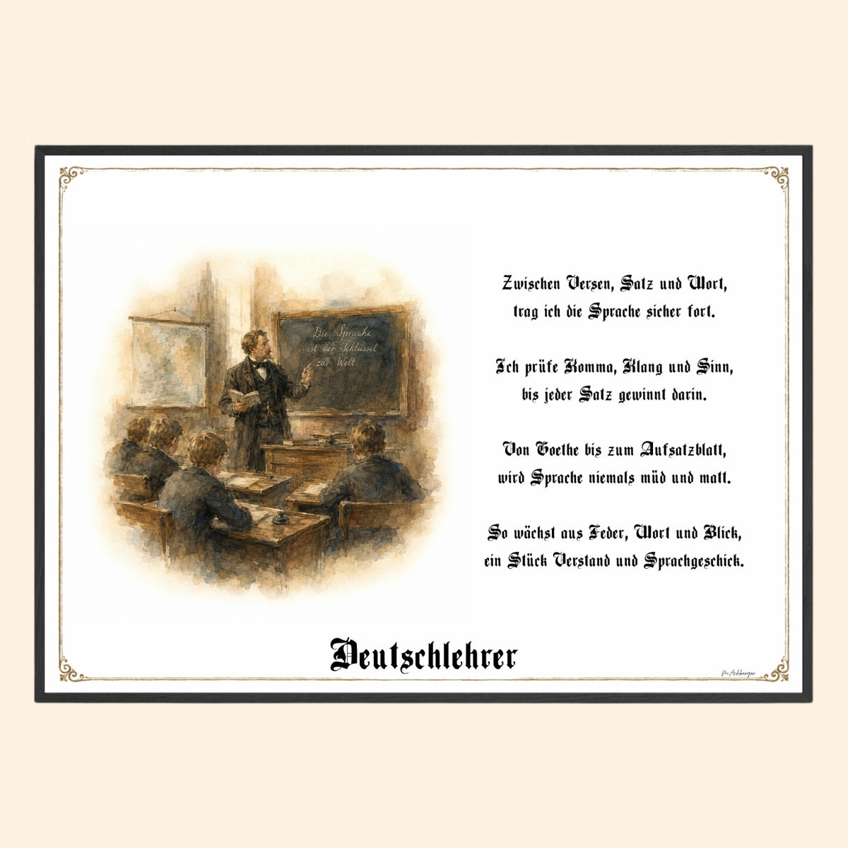 Zunftbild Deutschlehrer – Beispielansicht des Kunstdrucks