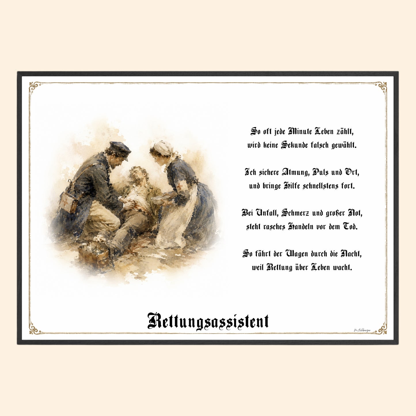 Zunftbild Rettungsassistent – historisches Berufsbild als Fine-Art-Kunstdruck