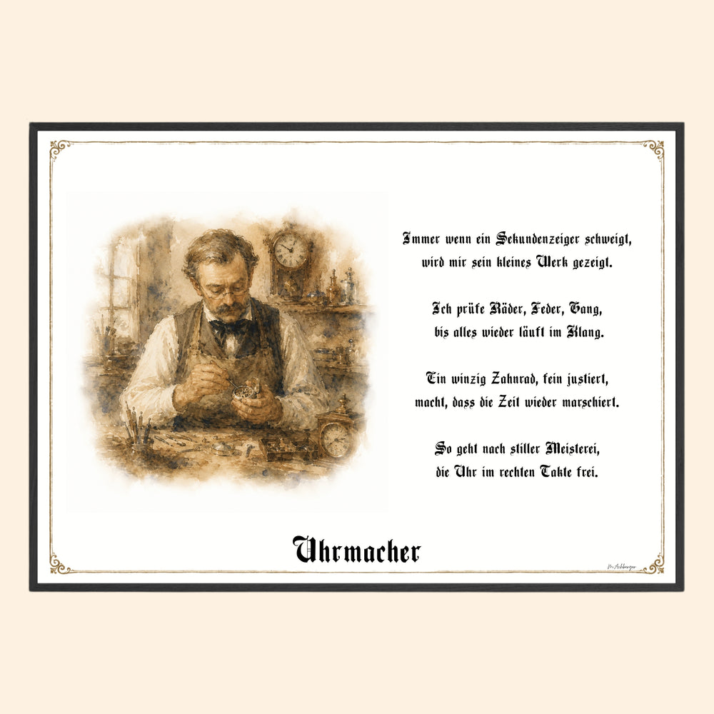 Zunftbild Uhrmacher – historisches Berufsbild als Fine-Art-Kunstdruck