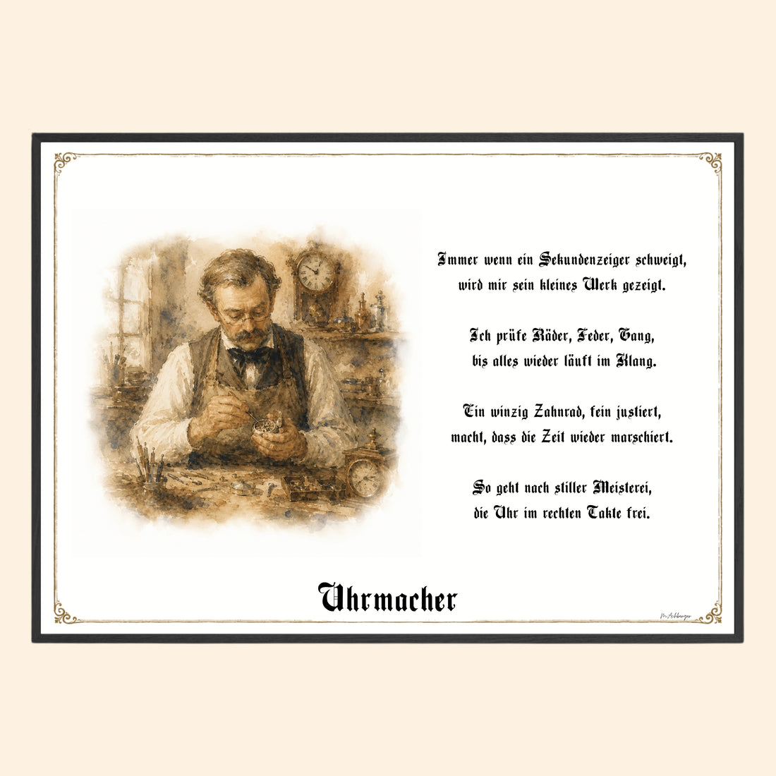 Zunftbild Uhrmacher – historisches Berufsbild als Fine-Art-Kunstdruck